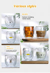 Cute Bear Double-Layer Glass Coffee Mug – Animal Design Cup