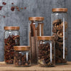 Glass Storage Jar with Wooden Lid – Airtight Kitchen Canister