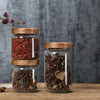 Glass Storage Jar with Wooden Lid – Airtight Kitchen Canister