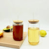 Can-Shaped Glass Cup with Bamboo Lid – High Borosilicate Drinkware