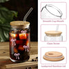Pink Bow Glass Tumbler – 500ml Reusable Cup with Lid & Straw