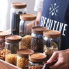 Glass Storage Jar with Wooden Lid – Airtight Kitchen Canister