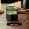 120ml Glass Espresso Measuring Cup with Wood Handle Hexagon Milk Jug Coffee Supplies Sauce Cup Serving Pitcher