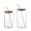 Can-Shaped Glass Cup with Bamboo Lid – High Borosilicate Drinkware