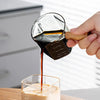 120ml Glass Espresso Measuring Cup with Wood Handle Hexagon Milk Jug Coffee Supplies Sauce Cup Serving Pitcher
